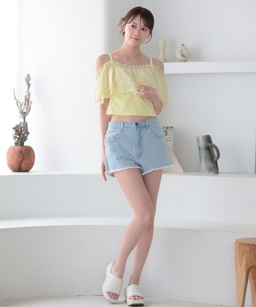 LAETITIA(レリッタ)の「LAETITIA/レリッタ 水着 ボトムス ショートパンツ 水陸両用 デニム ハイウエスト 467101 UT(その他パンツ・レディース・サックスブルー/ネイビー・S/L/LL/M)」の10枚目の写真