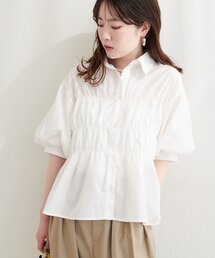 シャーリングパフスリーブブラウス