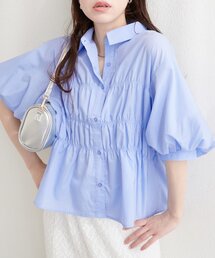 natural couture | シャーリングパフスリーブブラウス(シャツ/ブラウス)