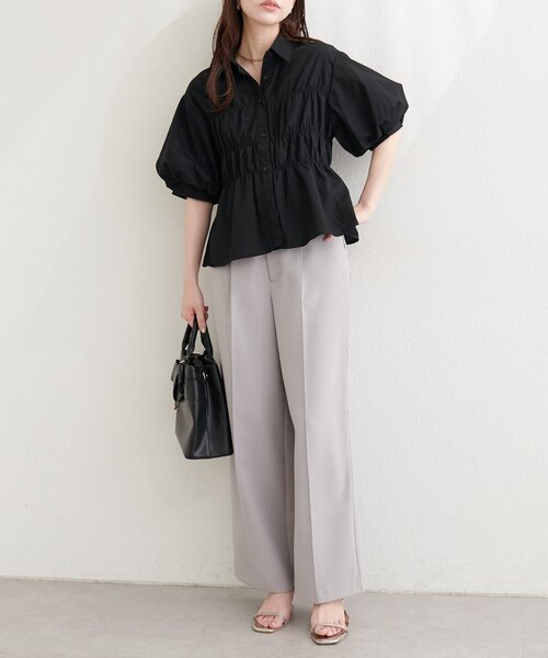 natural couture(ナチュラルクチュール)の「シャーリングパフスリーブブラウス(シャツ/ブラウス・レディース・イエロー系その他/サックスブルー/ブラック/ブルー/オフホワイト・MEDIUM)」の20枚目の写真