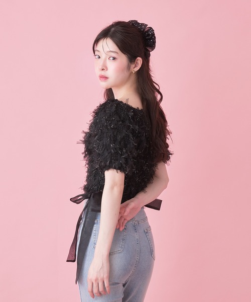 fupel(フぺル)の「2way tulle glitter tops /2wayチュールラメトップス(Tシャツ/カットソー・レディース・ブラック/オフホワイト・FREE)」の15枚目の写真