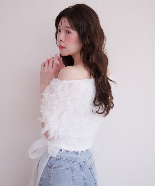 fupel（フぺル）の「2way tulle glitter tops /2wayチュールラメトップス（Tシャツ/カットソー・レディース・ブラック/オフホワイト・FREE）」の22枚目の写真