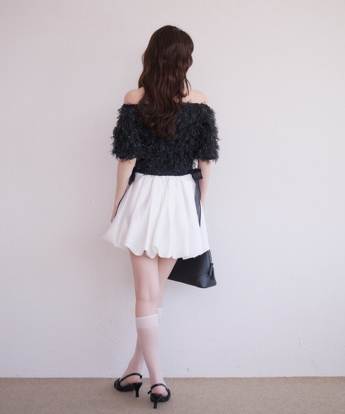 fupel(フぺル)の「2way tulle glitter tops /2wayチュールラメトップス(Tシャツ/カットソー・レディース・ブラック/オフホワイト・FREE)」の10枚目の写真