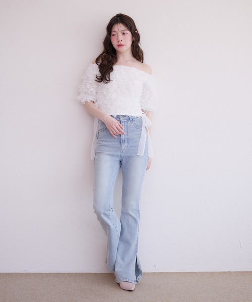 fupel(フぺル)の「2way tulle glitter tops /2wayチュールラメトップス(Tシャツ/カットソー・レディース・ブラック/オフホワイト・FREE)」の19枚目の写真