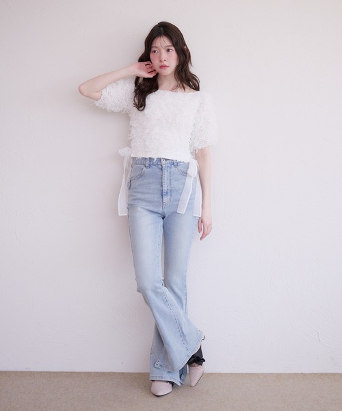 fupel(フぺル)の「2way tulle glitter tops /2wayチュールラメトップス(Tシャツ/カットソー・レディース・ブラック/オフホワイト・FREE)」の20枚目の写真