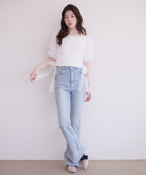 fupel(フぺル)の「2way tulle glitter tops /2wayチュールラメトップス(Tシャツ/カットソー・レディース・ブラック/オフホワイト・FREE)」の21枚目の写真