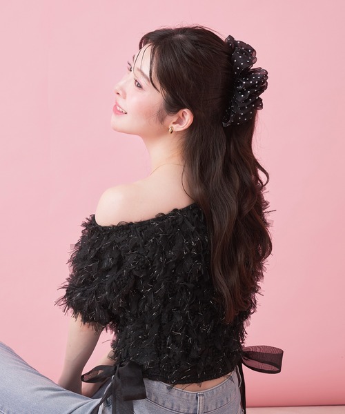 fupel(フぺル)の「2way tulle glitter tops /2wayチュールラメトップス(Tシャツ/カットソー・レディース・ブラック/オフホワイト・FREE)」の16枚目の写真