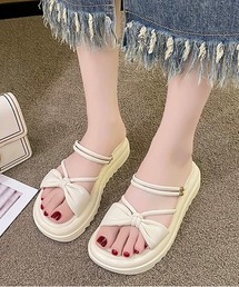 リボンモチーフ 2way ボリュームソールサンダル