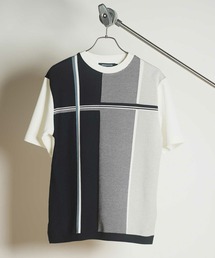 Nowadays by MEN'S BIGI（ナウアデイズバイメンズビギ）の「ニット×ポンチ切り替えTシャツ（Tシャツ/カットソー）」