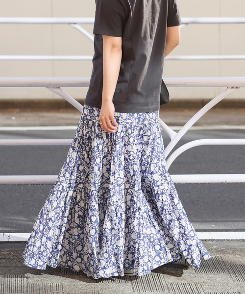 JOURNAL STANDARD relume（ジャーナルスタンダード　レリューム）の「《WEB限定追加2》コットンボイルクリンクルティアードスカート（柄）（スカート・レディース・グリーン系その他/サックスブルー/ブラック系その他・FREE）」の19枚目の写真
