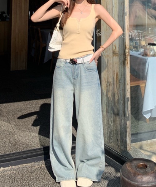 Teem Store(チームストア)の「【6色展開】ヘンリーネックリブキャミソール カップ無し フロントデザイン(キャミソール・レディース・ベージュ/ホワイト/アイボリー/ブラック/ブルー/レッド・F)」の15枚目の写真