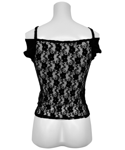 FOLLOWIN（フォロウィン）の「【カップ付き】2WAYレイヤードレーストップス（Tシャツ/カットソー・レディース・ブラック/ホワイト・FREE）」の16枚目の写真