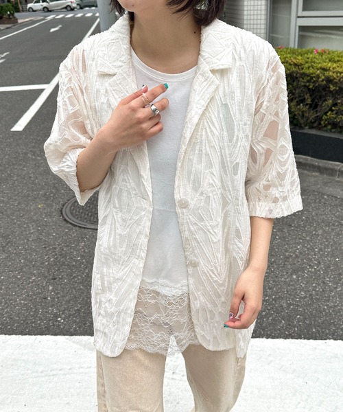 PILIT(ピリット)の「裾レースイレヘムノースリTシャツ(Tシャツ/カットソー・レディース・ホワイト・MEDIUM)」の9枚目の写真