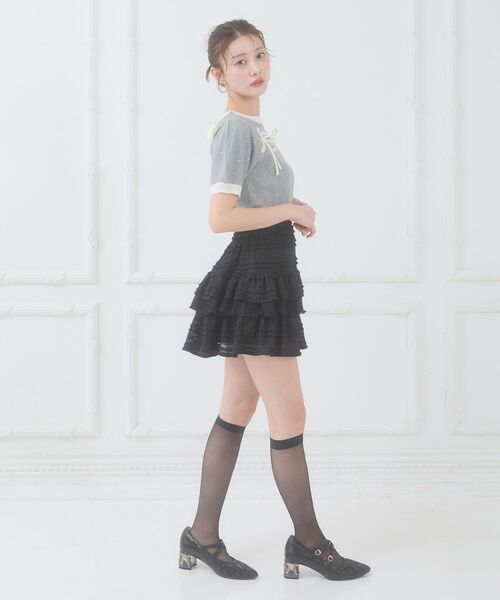 MAJESTIC LEGON（マジェスティックレゴン）の「デコルテオープンバイカラーニット（ニット/セーター・レディース・ブラック/ライトブルー/ピンクベージュ/ライトグレー・MEDIUM）」の18枚目の写真