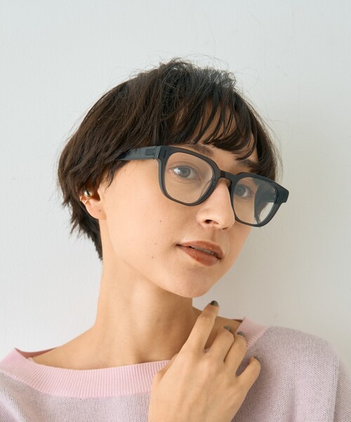 Rouge vif(ルージュヴィフ)の「【SEESON/シーズン】THE PAPER KNIFE 01 スクエアフレームメガネ(メガネ・レディース・ブラウン/スミクロ・フリー)」の3枚目の写真