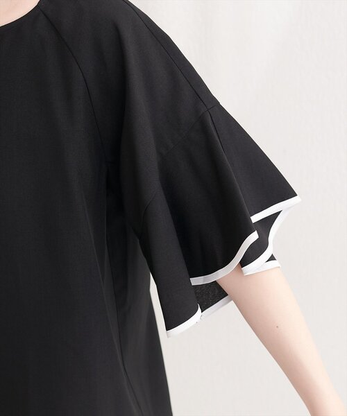 natural couture(ナチュラルクチュール)の「麻調合繊ラッフルスリーブブラウス(シャツ/ブラウス・レディース・ブラック/サックスブルー/ライトベージュ/ミント/ピンク・FREE)」の14枚目の写真