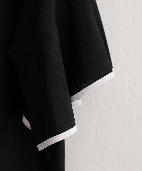 natural couture(ナチュラルクチュール)の「麻調合繊ラッフルスリーブブラウス(シャツ/ブラウス・レディース・ブラック/サックスブルー/ライトベージュ/ミント/ピンク・FREE)」の17枚目の写真