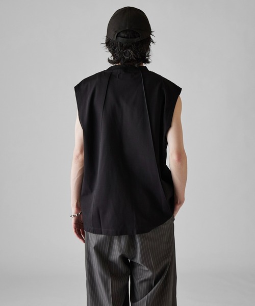 Lui's（ルイス）の「【Neucon】SWITCHING OVER SLEEVELESS CUTSEW / 切替オーバーノースリーブカットソー / タンクトップ（Tシャツ/カットソー・メンズ・ブラック/グレー/ホワイト・1/2）」の20枚目の写真