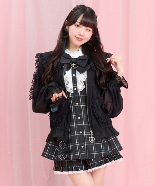 Secret Honey(シークレットハニー)の「シアーセーラーフードブルゾン(ブルゾン・レディース・ブラック/オフホワイト/ピンク・MEDIUM)」の2枚目の写真
