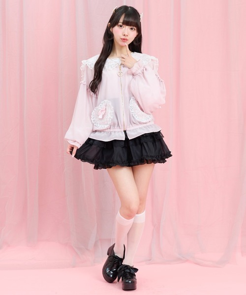 Secret Honey(シークレットハニー)の「シアーセーラーフードブルゾン(ブルゾン・レディース・ブラック/オフホワイト/ピンク・MEDIUM)」の6枚目の写真