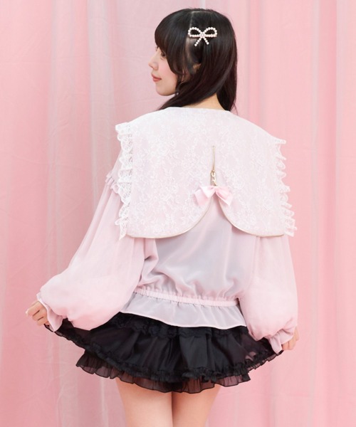 Secret Honey(シークレットハニー)の「シアーセーラーフードブルゾン(ブルゾン・レディース・ブラック/オフホワイト/ピンク・MEDIUM)」の8枚目の写真