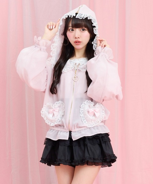 Secret Honey(シークレットハニー)の「シアーセーラーフードブルゾン(ブルゾン・レディース・ブラック/オフホワイト/ピンク・MEDIUM)」の7枚目の写真