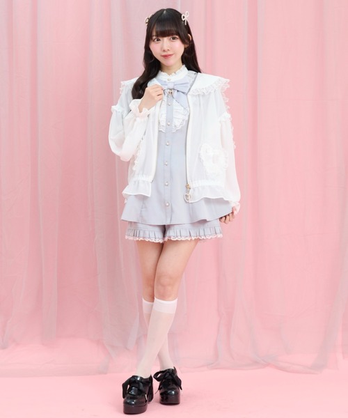 Secret Honey(シークレットハニー)の「シアーセーラーフードブルゾン(ブルゾン・レディース・ブラック/オフホワイト/ピンク・MEDIUM)」の4枚目の写真