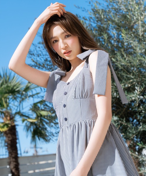 SPECIAL PRICE】リボンショルダーギャザーワンピース（ワンピース