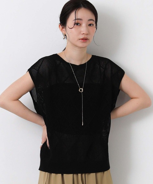 Gready Brilliant(グレディブリリアン)の「ダイヤ柄スカシフレンチニット(ニット/セーター・レディース・レッド/ブラック・FREE)」の10枚目の写真