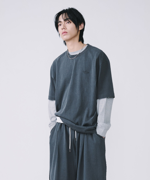 TEN PAST SEVEN(テン ファスト セブン)の「ヴィンテージウォッシングピグメントTシャツ(2色)(Tシャツ/カットソー・メンズ・チャコール/ブルー系その他・MEDIUM/LARGE)」の6枚目の写真