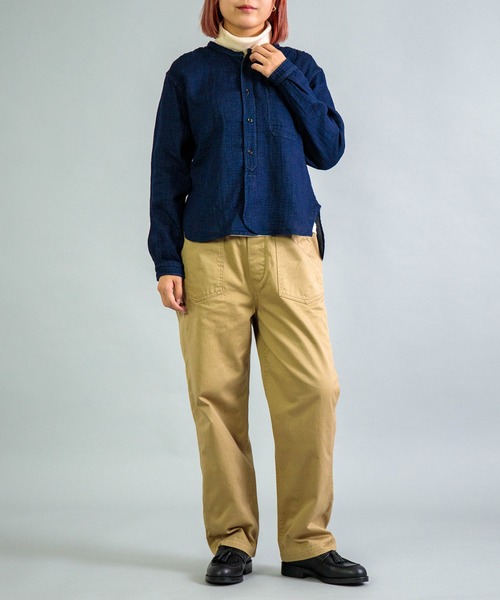 OMNIGOD（オムニゴッド）の「[OMNIGOD womens / オムニゴッド] インディゴ二重ガーゼ スタンドカラーシャツ（シャツ/ブラウス・レディース・インディゴブルー・3/2）」の5枚目の写真