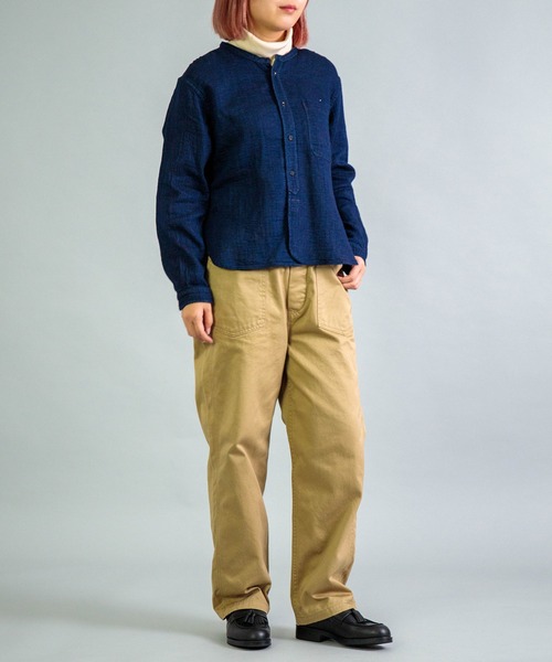 OMNIGOD（オムニゴッド）の「[OMNIGOD womens / オムニゴッド] インディゴ二重ガーゼ スタンドカラーシャツ（シャツ/ブラウス・レディース・インディゴブルー・3/2）」の6枚目の写真
