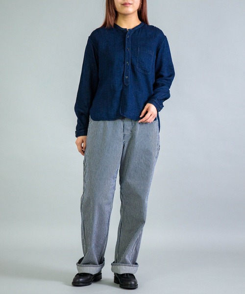 OMNIGOD（オムニゴッド）の「[OMNIGOD womens / オムニゴッド] インディゴ二重ガーゼ スタンドカラーシャツ（シャツ/ブラウス・レディース・インディゴブルー・3/2）」の3枚目の写真