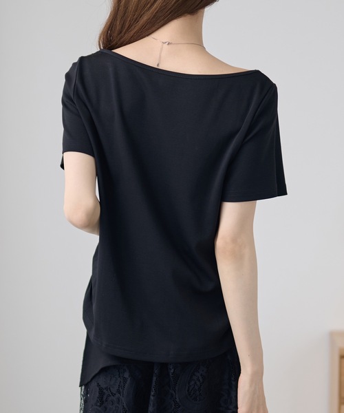 DAYRA(デイラ)の「肩レース 切替 半袖 ボートネック トップス(Tシャツ/カットソー・レディース・ホワイト/ブラック・FREE)」の17枚目の写真