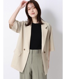 SUIT SQUARE（スーツスクエア）の「CHANTOWA／5分袖ダブルジャケット／ウォッシャブル／リネンライクポリエステル／無地（その他アウター）」