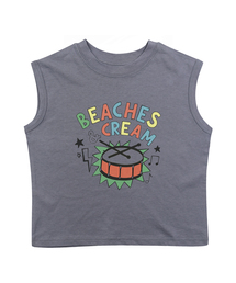 ドラム 袖なしTシャツ - グレイッシュブルー