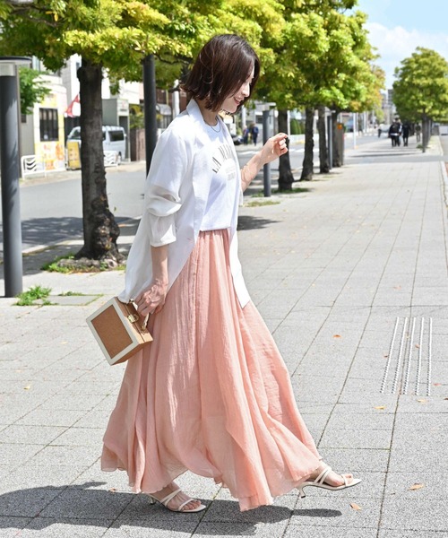 Ehre style(エーレスタイル)の「ふわり軽やか 暑い日も 快適 フレアスカート(スカート・レディース・ベージュ/ブラック/ピンク/アイボリー・FREE)」の5枚目の写真