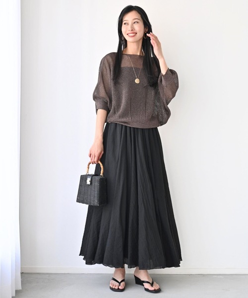 Ehre style(エーレスタイル)の「ふわり軽やか 暑い日も 快適 フレアスカート(スカート・レディース・ベージュ/ブラック/ピンク/アイボリー・FREE)」の7枚目の写真