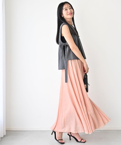 Ehre style(エーレスタイル)の「ふわり軽やか 暑い日も 快適 フレアスカート(スカート・レディース・ベージュ/ブラック/ピンク/アイボリー・FREE)」の9枚目の写真
