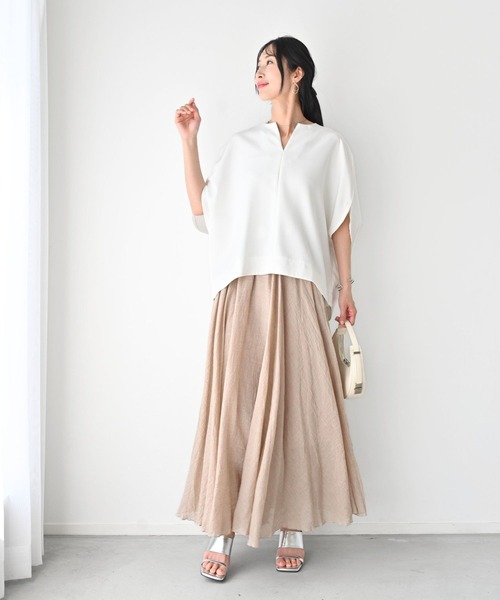 Ehre style(エーレスタイル)の「ふわり軽やか 暑い日も 快適 フレアスカート(スカート・レディース・ベージュ/ブラック/ピンク/アイボリー・FREE)」の15枚目の写真