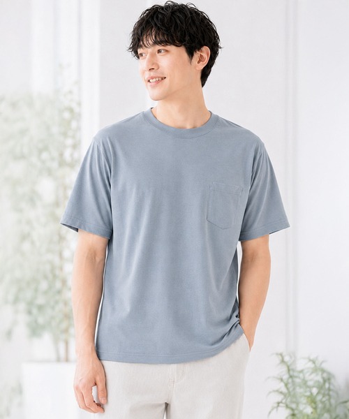 ヒヤロン(ヒヤロン)の「【ヒヤロン】メンズ Tシャツ 裏ナイロン天竺 胸ポケット ひんやり 冷感(Tシャツ/カットソー・メンズ・ブルーグレー/ブラック/ホワイト/ネイビー/チャコール・M/LL/L)」の3枚目の写真