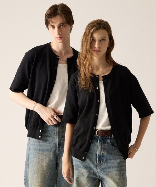 CLEL（クレイル）の「【CLEL】Giza Cotton Short Sleeve Crew Neck Cardigan / ギザコットン半袖クルーネックカーディガン（Tシャツ/カットソー・メンズ・ブラック/ダークグレー/ネイビー・L/M/S/XS）」の19枚目の写真