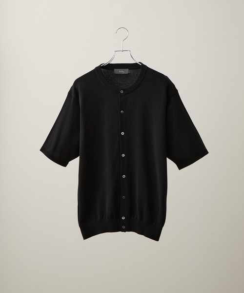 CLEL（クレイル）の「【CLEL】Giza Cotton Short Sleeve Crew Neck Cardigan / ギザコットン半袖クルーネックカーディガン（Tシャツ/カットソー・メンズ・ブラック/ダークグレー/ネイビー・L/M/S/XS）」の11枚目の写真