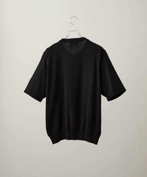 CLEL（クレイル）の「【CLEL】Giza Cotton Short Sleeve Crew Neck Cardigan / ギザコットン半袖クルーネックカーディガン（Tシャツ/カットソー・メンズ・ブラック/ダークグレー/ネイビー・L/M/S/XS）」の12枚目の写真