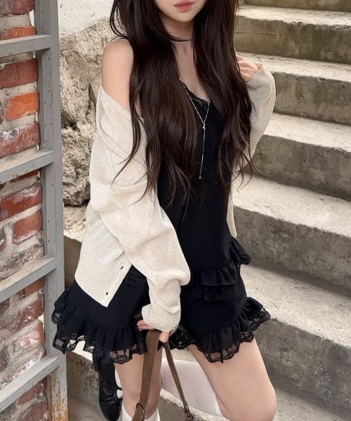 yuue' ( wear )(ユーイ)の「レースフリルティアードミニワンピース(ワンピース・レディース・ブラック/ホワイト・FREE)」の18枚目の写真