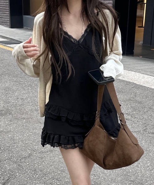 yuue' ( wear )(ユーイ)の「レースフリルティアードミニワンピース(ワンピース・レディース・ブラック/ホワイト・FREE)」の14枚目の写真