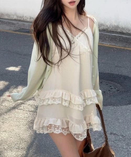 yuue' ( wear )(ユーイ)の「レースフリルティアードミニワンピース(ワンピース・レディース・ブラック/ホワイト・FREE)」の3枚目の写真