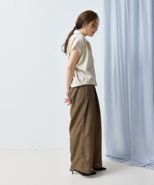 en CAnAF（エンカナフ）の「【こなれて見えるレイヤード風】リネンライク レイヤードコクーンシャツ（シャツ/ブラウス・レディース・ブラウン/グレー系その他/アイボリー/ブラック・フリー）」の11枚目の写真