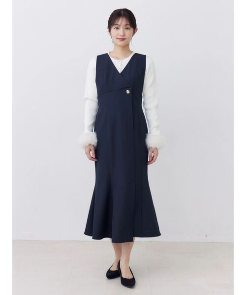 TONAL（トーナル）の「ラップマーメイドジャンパースカート（ワンピース・レディース・グレー/ブラウン/ネイビー・MEDIUM）」の3枚目の写真