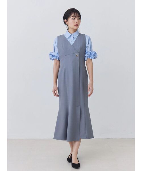 TONAL（トーナル）の「ラップマーメイドジャンパースカート（ワンピース・レディース・グレー/ブラウン/ネイビー・MEDIUM）」の2枚目の写真